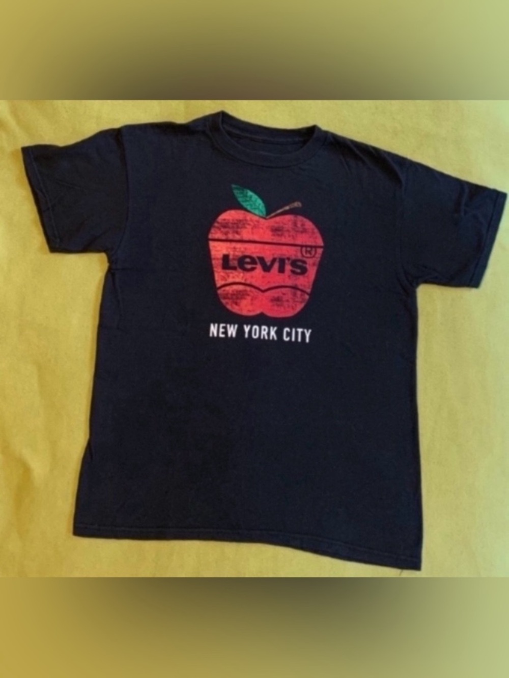 Levi's Black Short Sleeve Tee with Red Apple Graphic